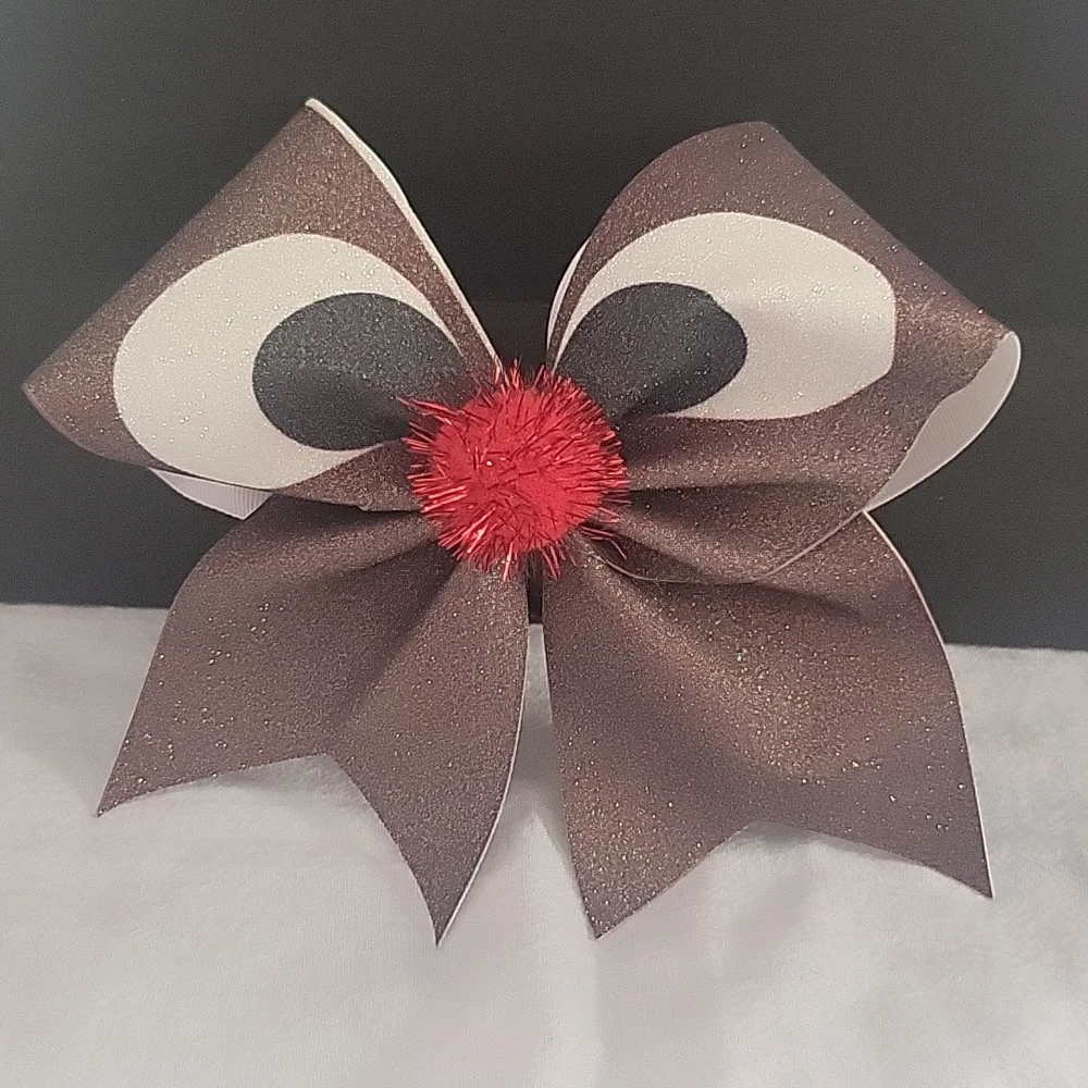 Christmas cheer bow Rudolph the red nose reindeer